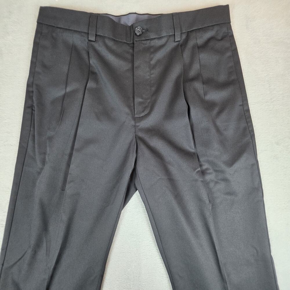 Roundtree & Yorke Total Flex Dress Pants 36x30 Black Pleated Mens Stretch